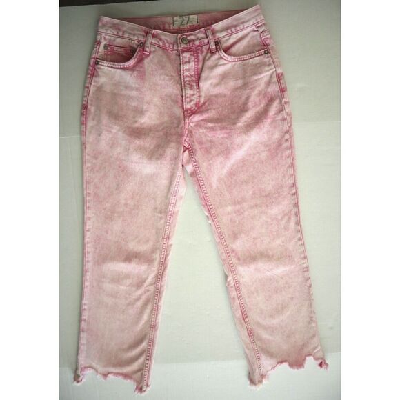 We The Free x Free People OB1160849 Womens Sz 27 Pink Acid Wash Maggie Jeans - Picture 1 of 11